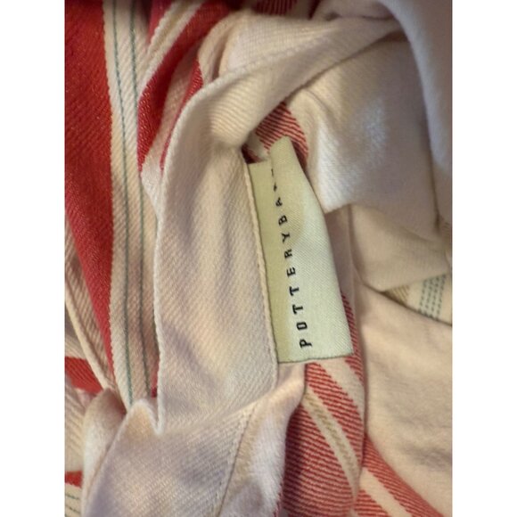 Pottery Barn Striped Duvet Cover Set F/Q  Cotton Tie back Coastal cottage heavy - Picture 2 of 14